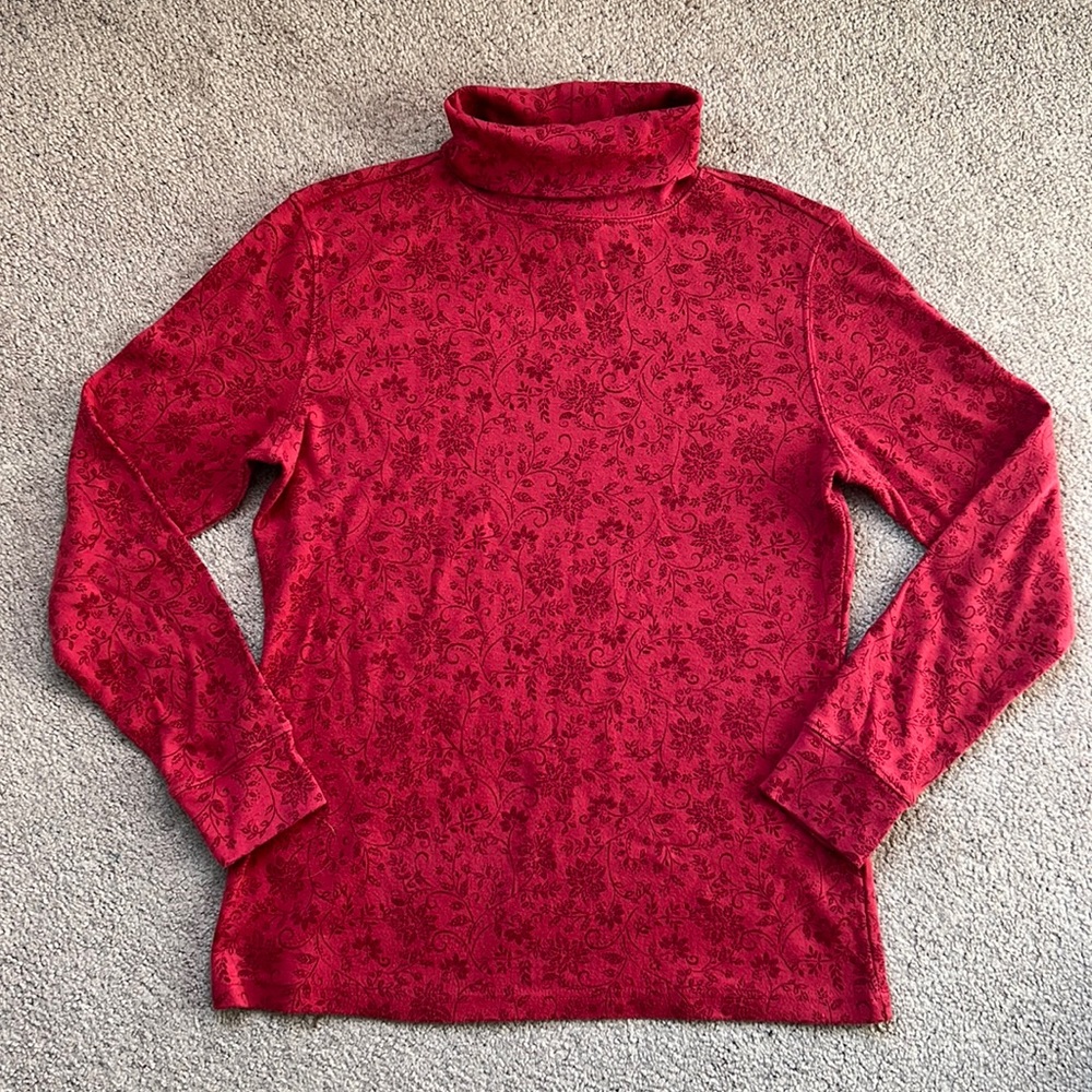 Karen Scott Floral Turtle Neck Top